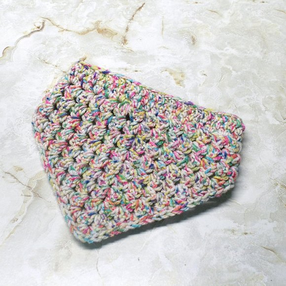 HAND CRAFTED Dog Bandana Crochet Granny Square Retro Party Variegated Colorful - Picture 2 of 11